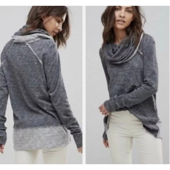 Free People FP Beach Cocoon Cowl Neck Pullover One Body Sweater Heather Purple - Picture 1 of 12